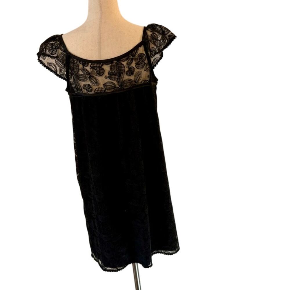Matty M Black Lace Dress Cap Sleeve Floral Large - Picture 8 of 14